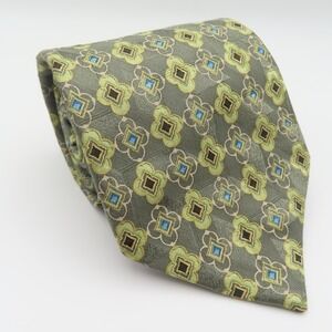 Ermenegildo Zegna Tie Silk Green Black Blue Polka Dot 3.75" Wide 57" Long Italy